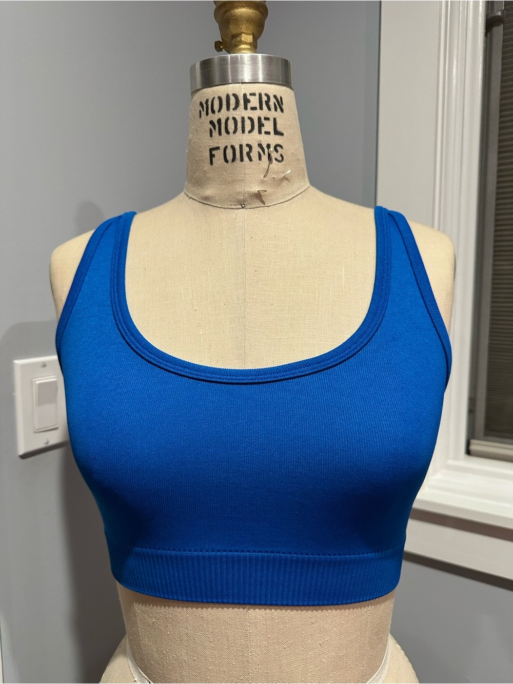 Bolongaro Trevor Seamless Scoop Neck Crop Bralette in Cobalt Blue Medium